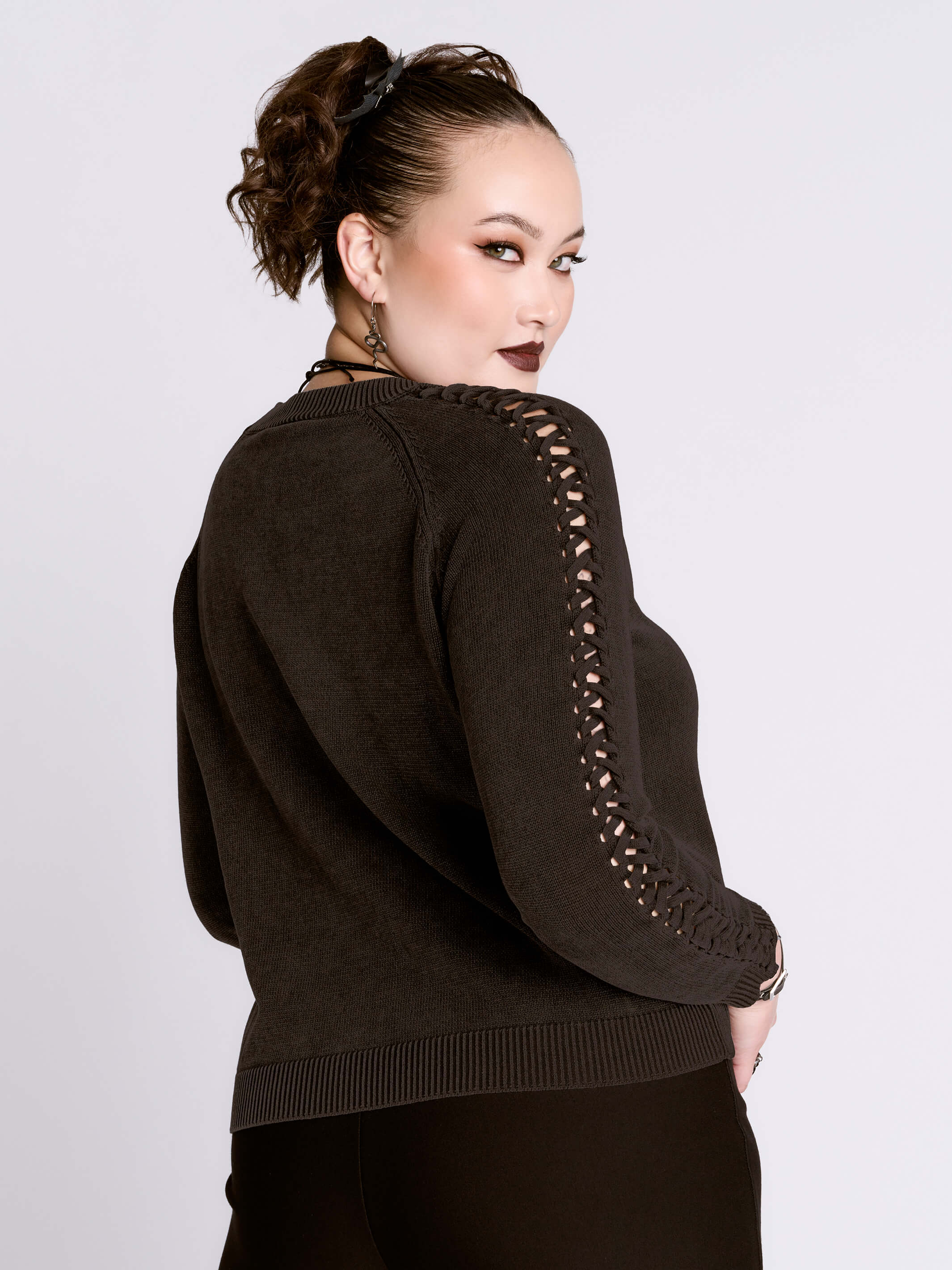 Distressed Braided Sweater - Image 10