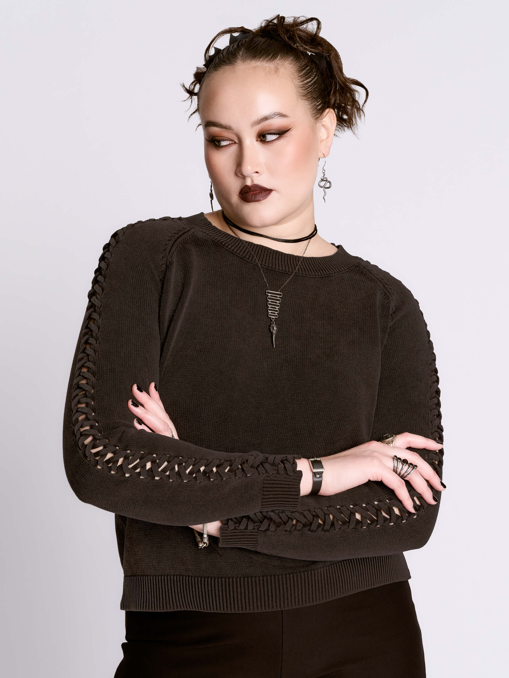 Distressed Braided Sweater - Image 4