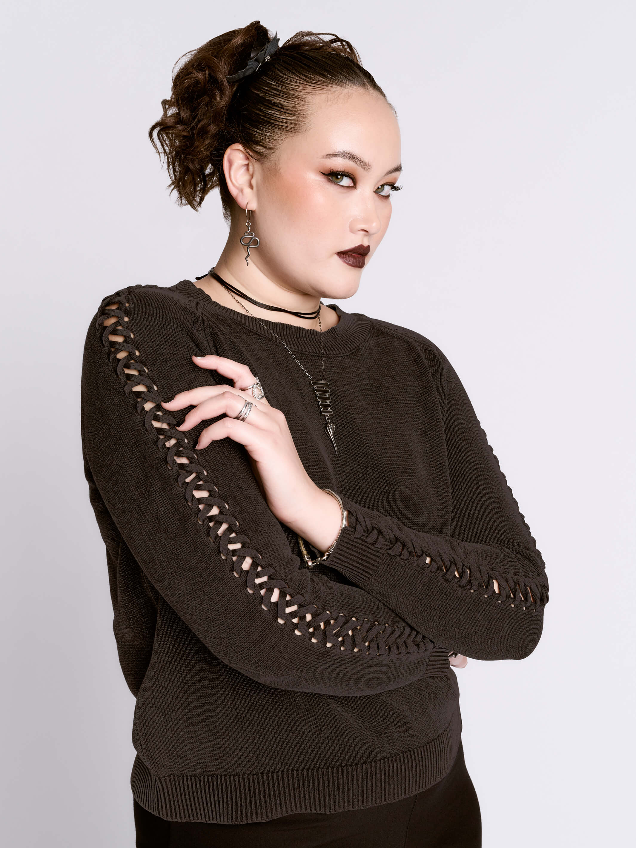 Distressed Braided Sweater - Image 7