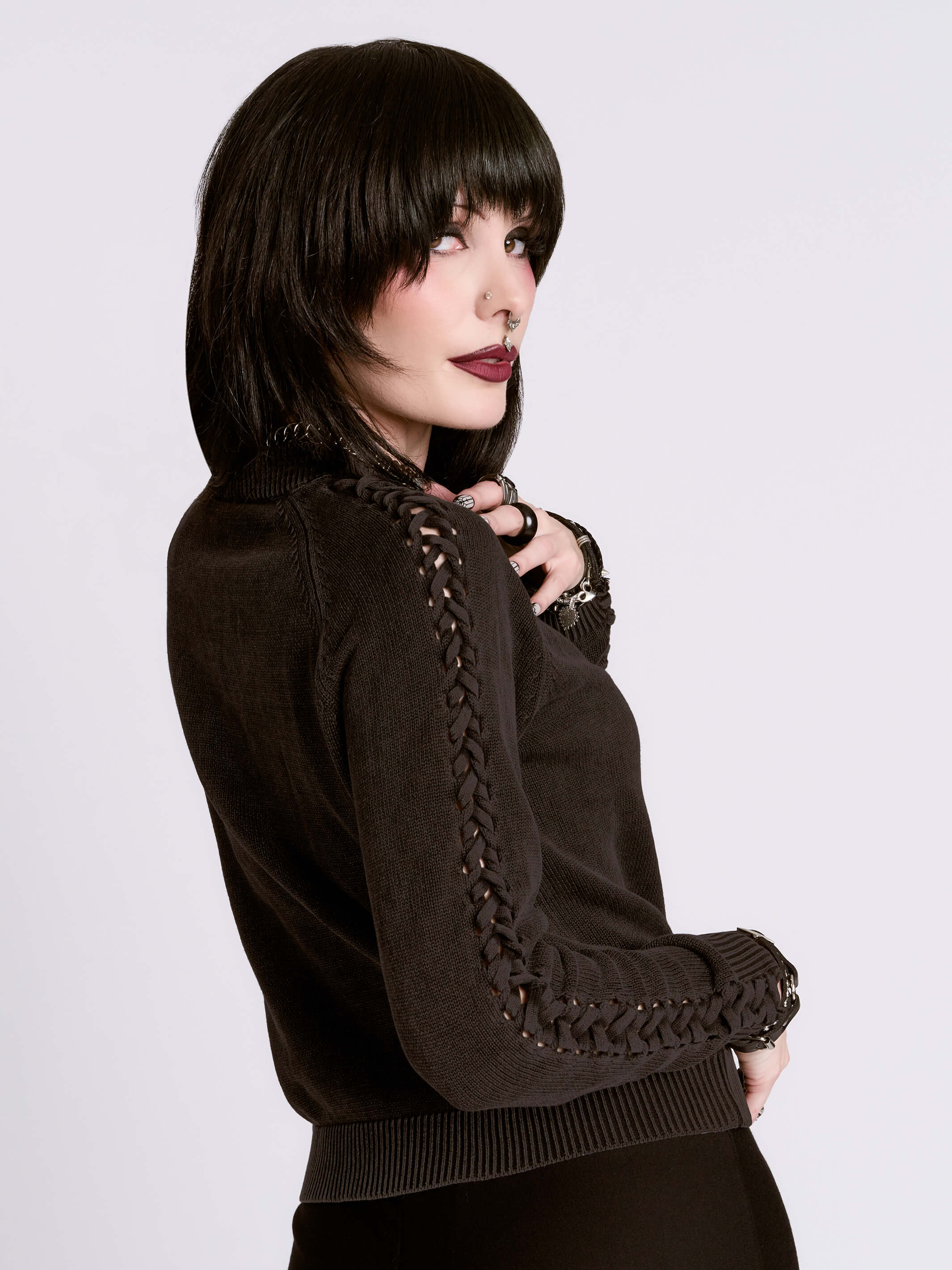 Distressed Braided Sweater - Image 9