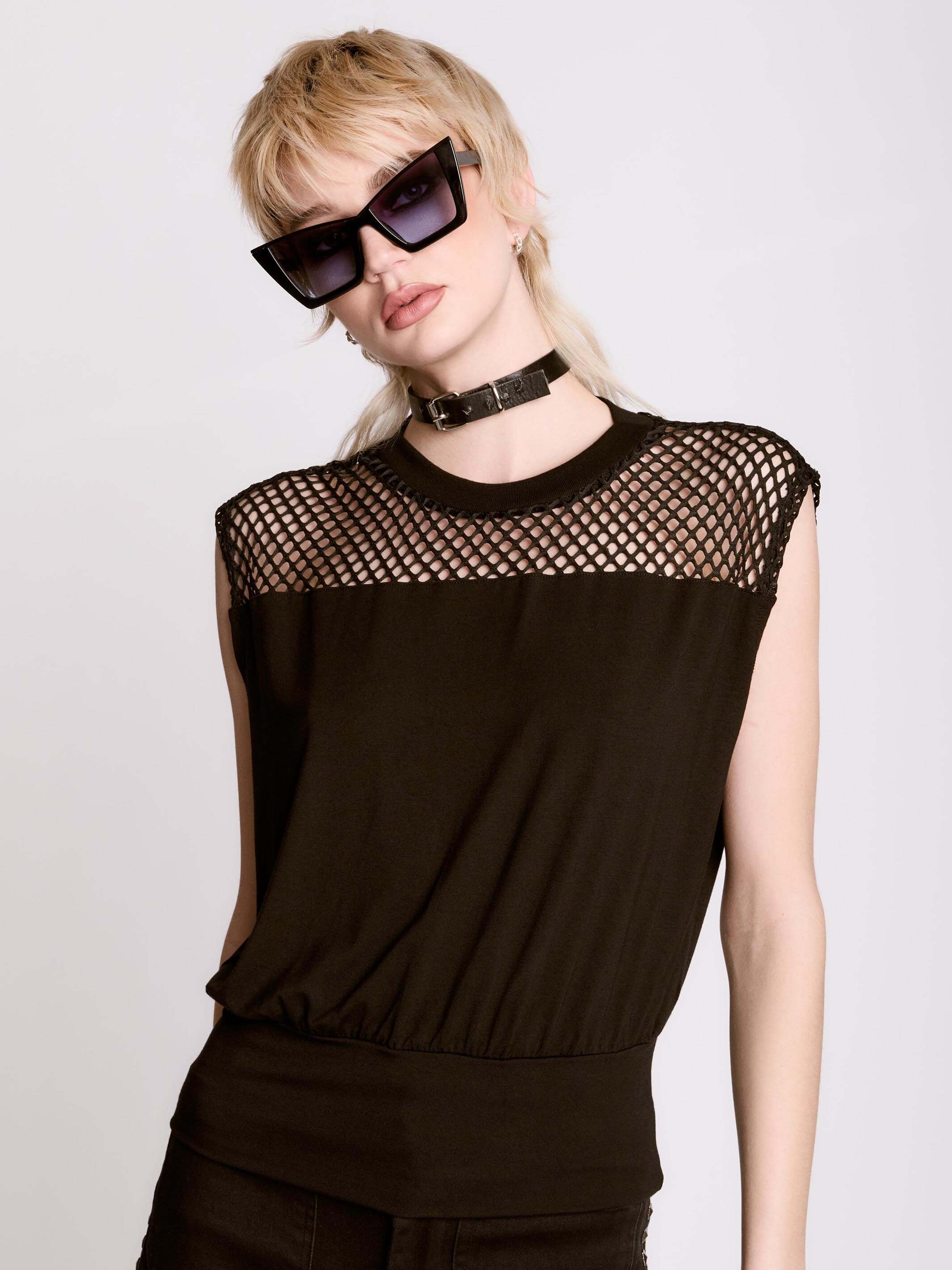 Fishnet Blouson Top - Image 3