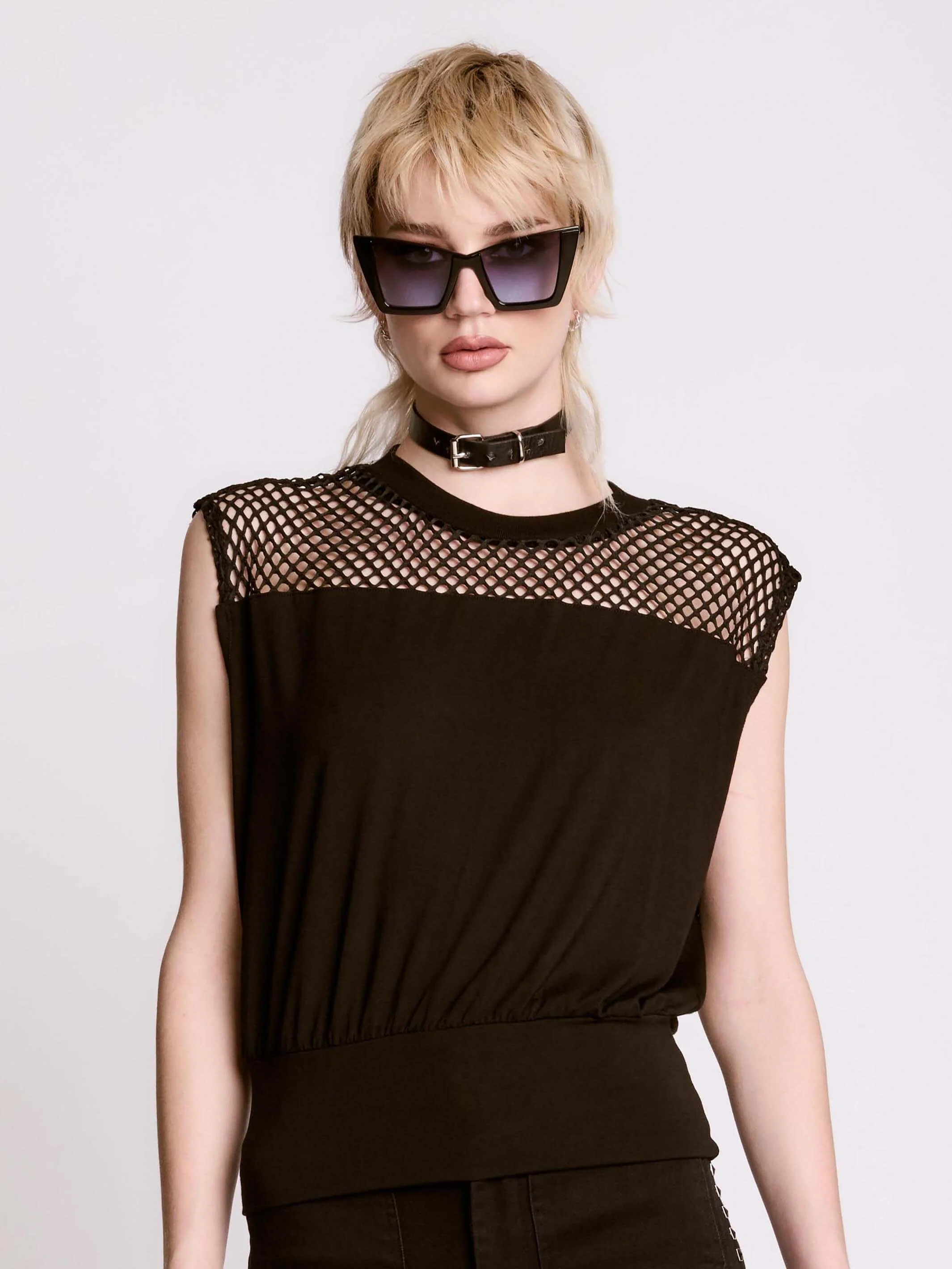 Fishnet Blouson Top - Image 5