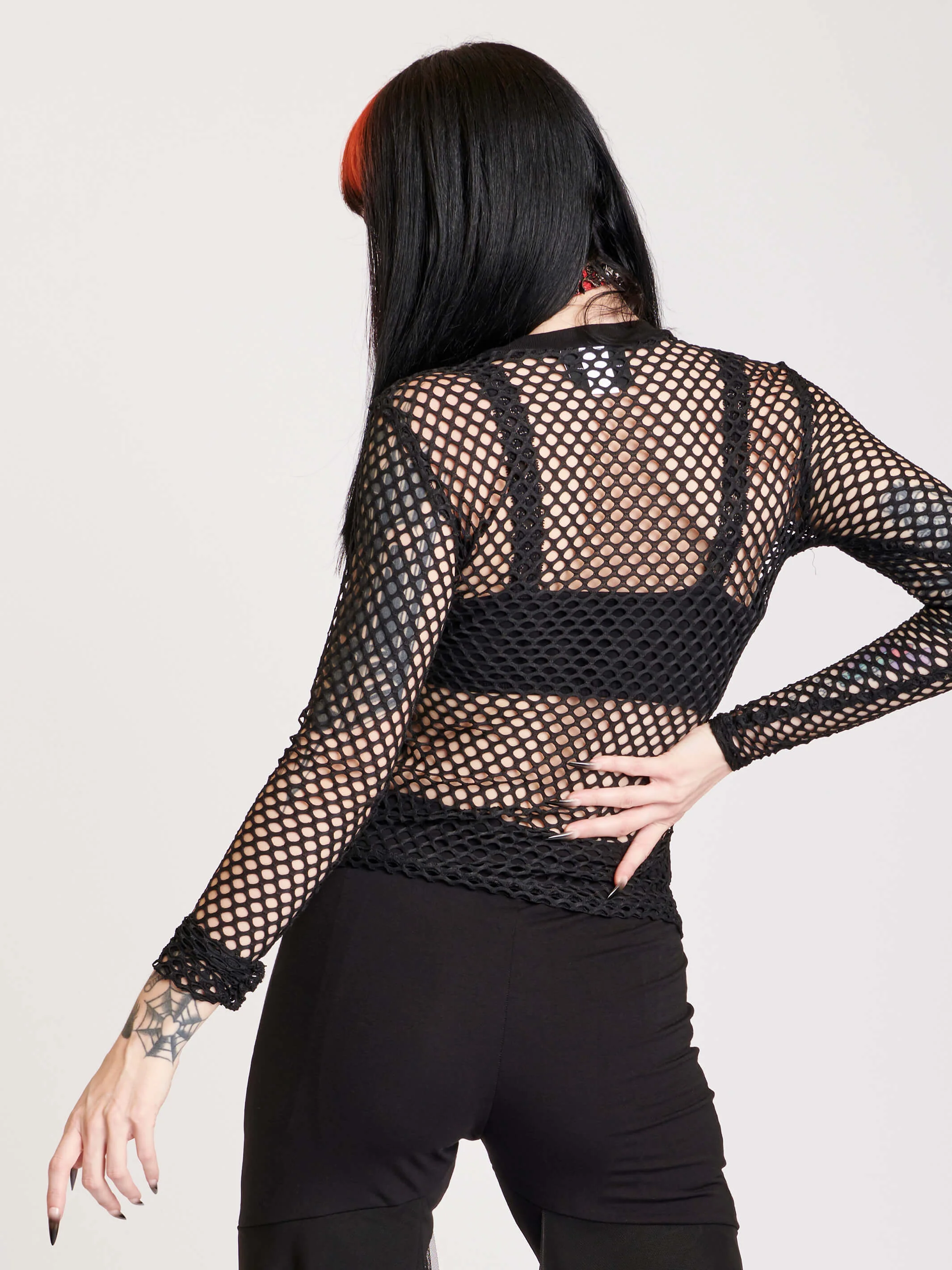 Fishnet Long Sleeve Top - Image 3