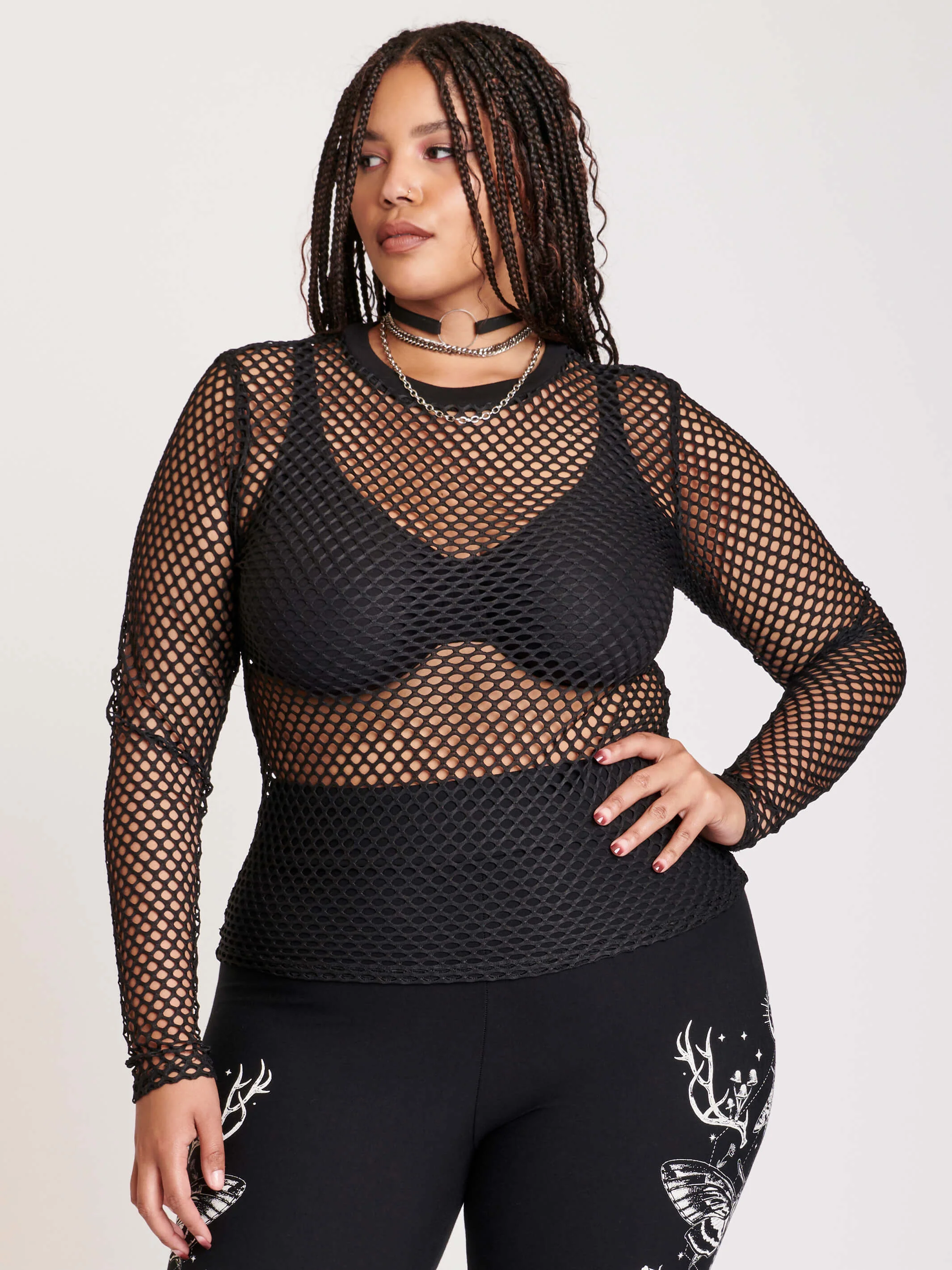 Fishnet Long Sleeve Top - Image 4