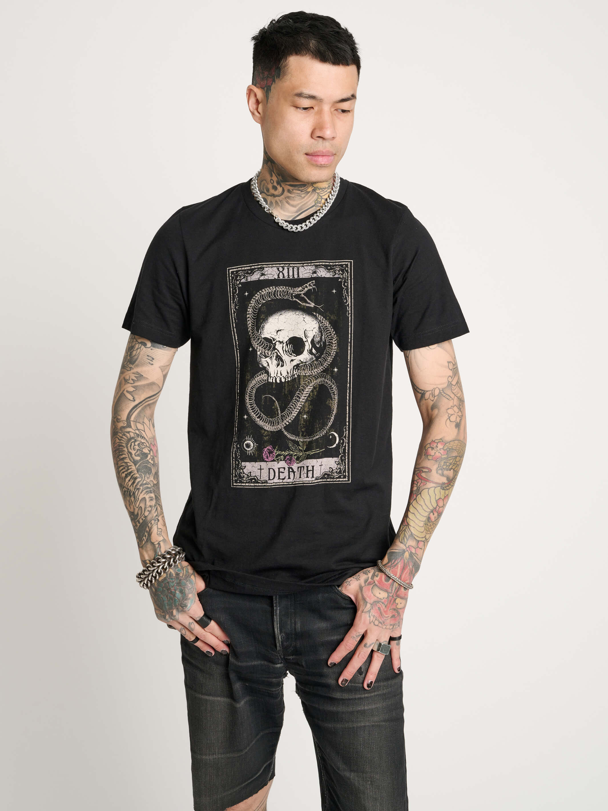 Snake & Skull Death Tarot T-shirt - Image 4