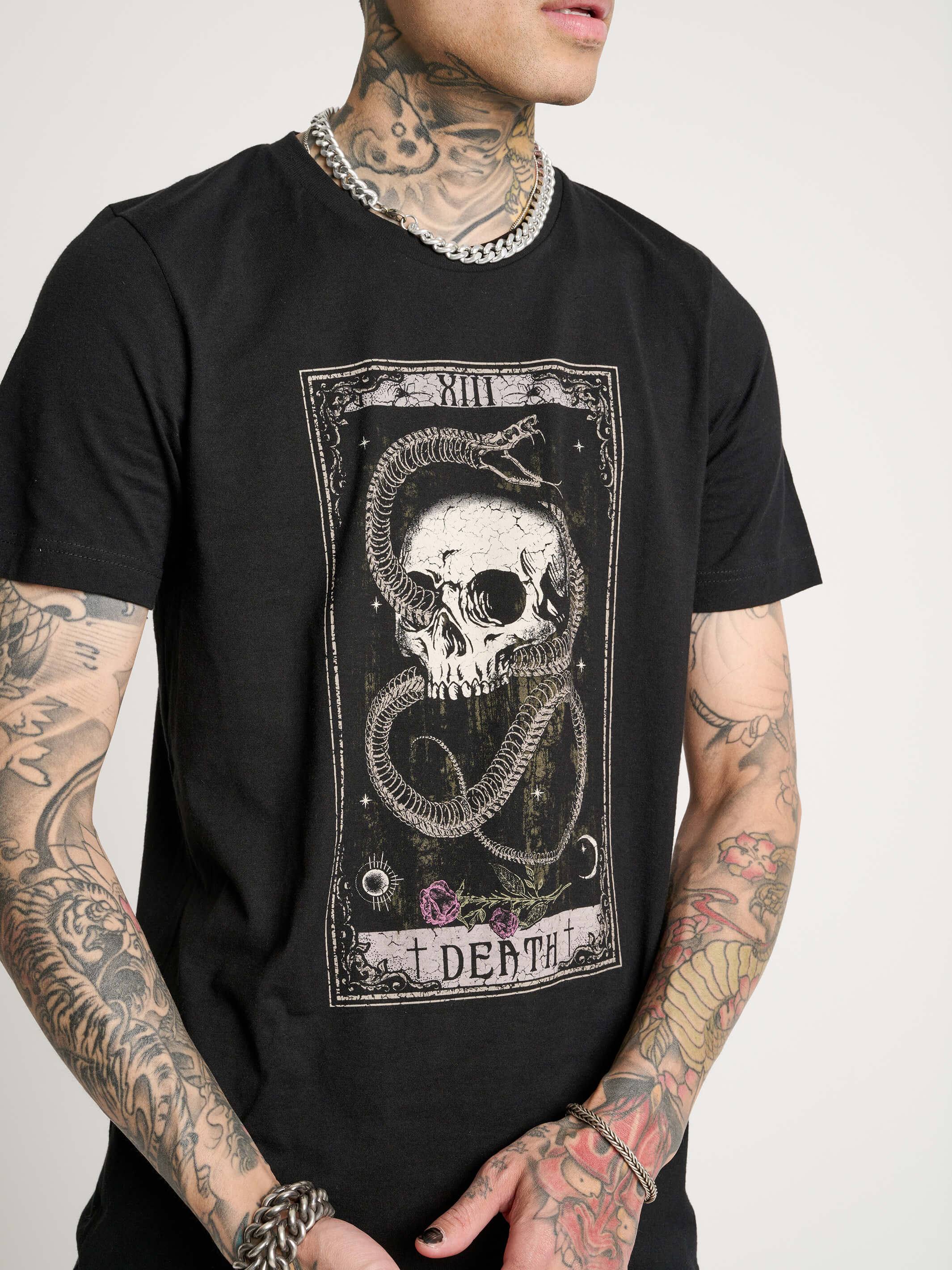 Snake & Skull Death Tarot T-shirt - Image 4